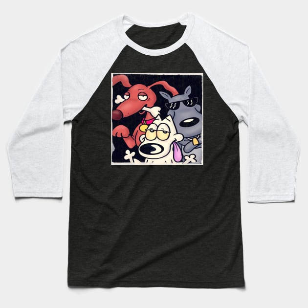 Dogs of the Nineties Baseball T-Shirt by Moody Zombie